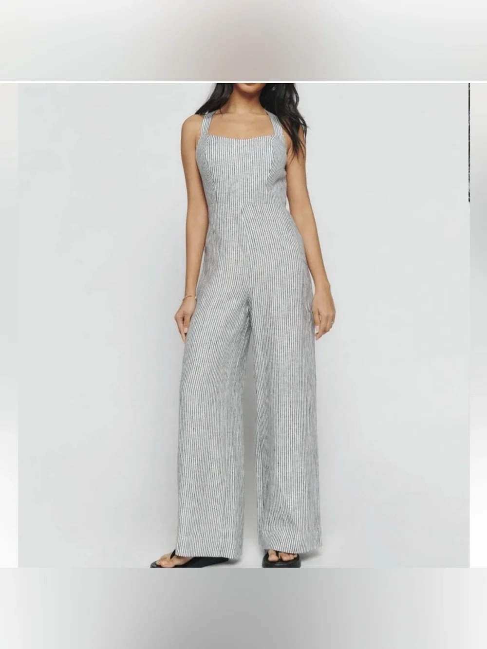 Reformation‎ Autumn Linen Jumpsuit In Vineyard Stripes Size 0